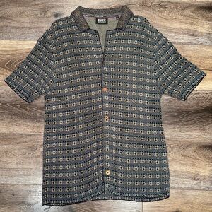 Scotch & Soda Geometric Knit Regular Fit Button Down Hawaiian Shirt LIKE NEW!